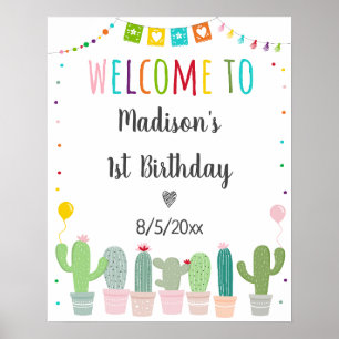 Poster Fiesta Cactus Fille Bienvenue d'anniversaire
