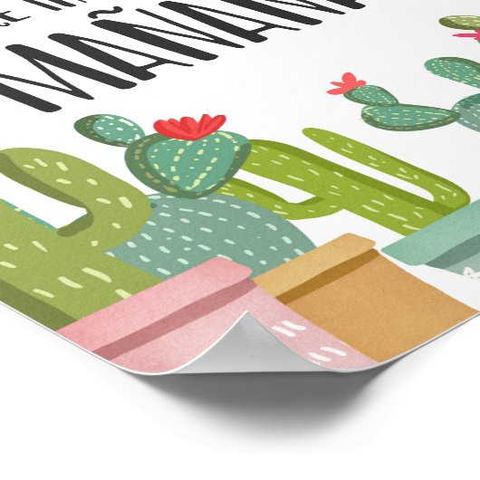 Poster Fiesta Comme il n'y a pas Manana Cactus panneau de (Coin)