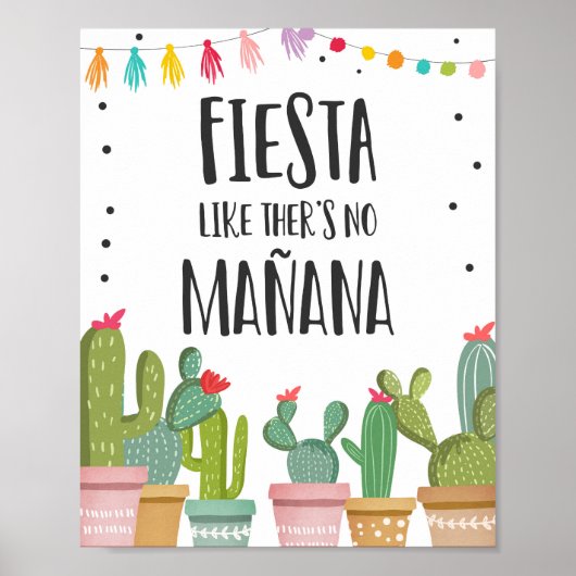 Poster Fiesta Comme il n'y a pas Manana Cactus panneau de (Devant)