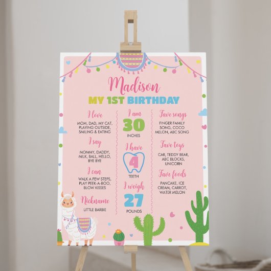 Poster Fiesta Llama Fun Girl 1er Anniversaire Jalon