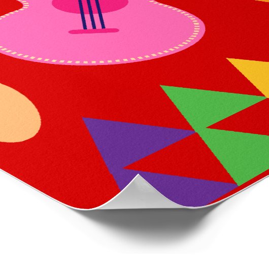 Poster Fiesta Party Sombrero Limes Guitare Maraca Saguaro (Coin)