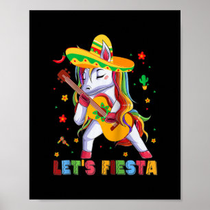 Poster Fiesta Unicorn Guitare Funny Cinco de Mayo