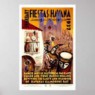 Poster Fiestas dans le Vintage voyage de La Havane