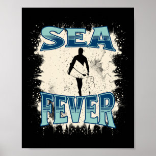 Poster Fièvre de la mer S Rétro Surf S Plage Vintage 