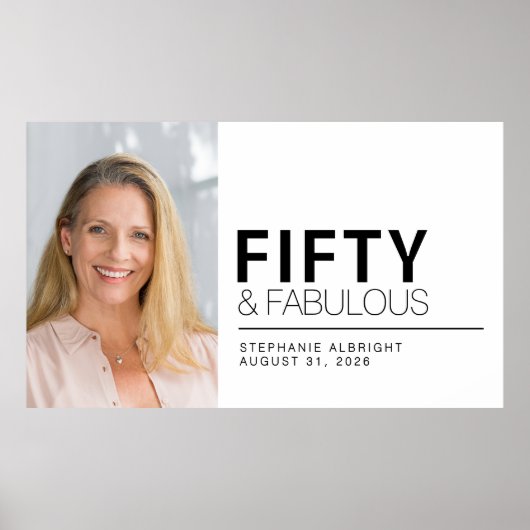 Poster Fifty and Fabulous Photo 50th Birthday Party (Devant)