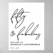 Poster Fifty Fabulous 50th Birthday Party Welcome Sign (Devant)