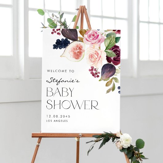 Poster Figes aquarelles et Baby shower floral Berry Fall
