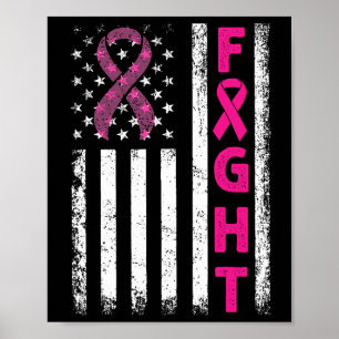 Poster Fight Breast Survivor American Flag Cancer du sein