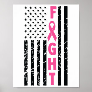 Poster Fight Breast Survivor American Flag Cancer du sein