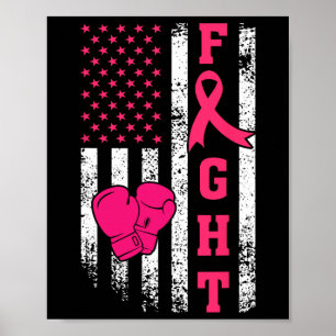 Poster Fight Breast Survivor American Flag Cancer du sein