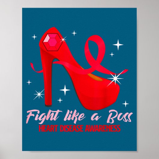 Poster Fight Like A Boss Heart Health Heart Disease Aware (Devant)