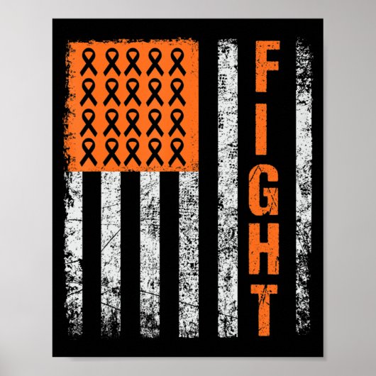 Poster fight.support for Leukemia Awareness orange Ribbon (Devant)