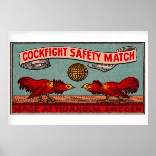 Poster Fighting Roosters - Matchbox Print - Sweden Wall (Devant)