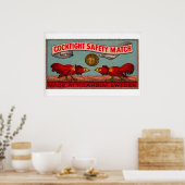 Poster Fighting Roosters - Matchbox Print - Sweden Wall (Cuisine)