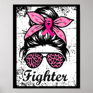 Poster Fighy Messy Bun rose guerrier Cancer du sein Aware