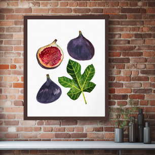 Poster Figs Fall Fruity Watercolor Art