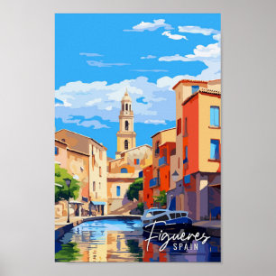 Poster Figueres Espagne illustration de voyage vintage