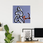 Poster Figure avec Feline : bleu Abstrait, orange, B & W (Bureau à domicile)