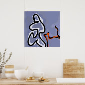 Poster Figure avec Feline : bleu Abstrait, orange, B & W (Cuisine)