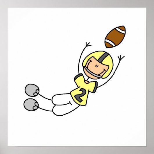 Poster Figure de bâton Football Jaune (Devant)