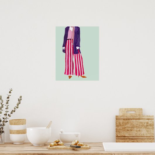 Poster Figure de mode debout - Pantalon rayé (Cuisine)