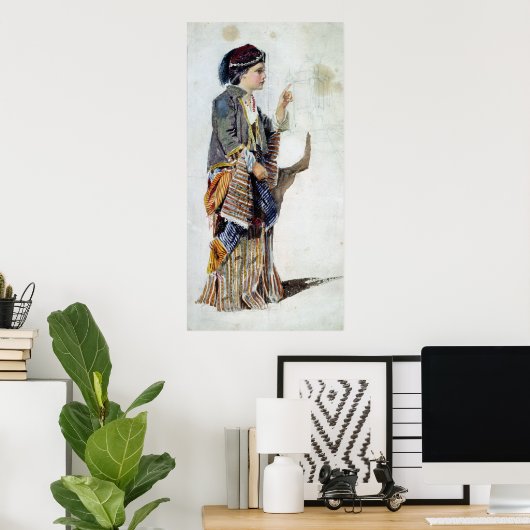 Poster Figure d'une fille en costume turc, 19ème siècle (Bureau à domicile)