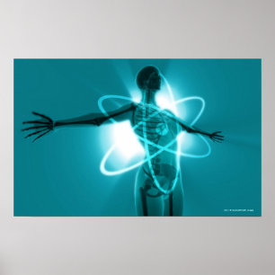 Poster Figure féminine avec superposition d'un symbole at