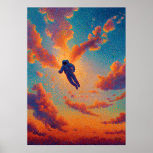 Poster Figure flottant Pointillisme Rêve Ciel