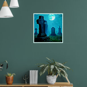 Poster Figure Ghoost dans un modèle de cimetière
