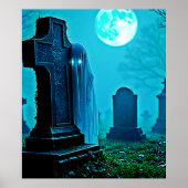Poster Figure Ghoost dans un modèle de cimetière (Devant)