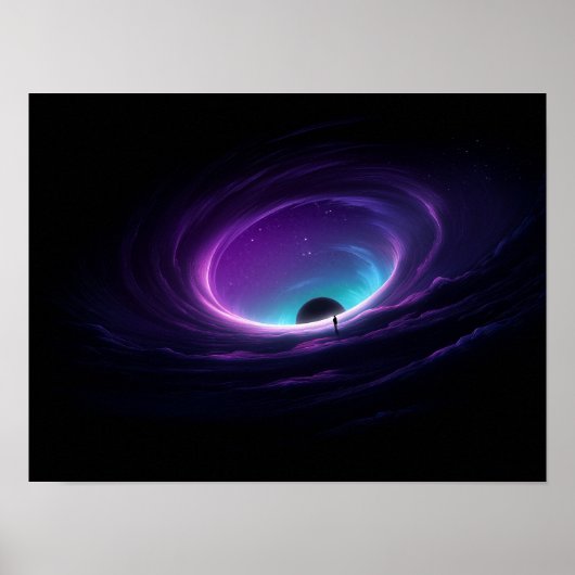 Poster Figure solitaire au bord du vortex cosmique pourpr (Devant)