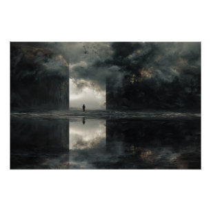Poster Figure Solitaire Miroir de Nuage Orageux Abîme