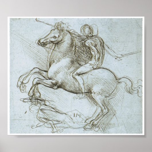 Poster Figure sur le cheval, Léonard de Vinci (Devant)