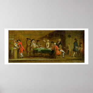 Poster Figures dans une taverne ou un café, 1720s (huile