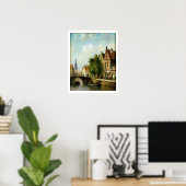 Poster Figures on a Canal, Amsterdam (oil on panel) (Bureau à domicile)