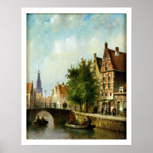 Poster Figures sur un canal, Amsterdam (huile sur le