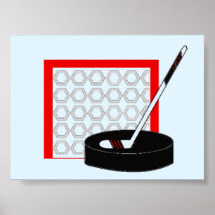 Poster Filet, Bâton et Rondelle de Hockey