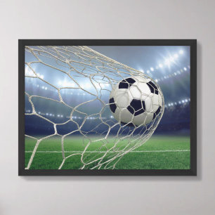 Poster Filet de but de football Projecteurs de stade