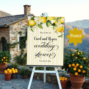 Poster Filiale de citron Wedding shower d'été méditerrané