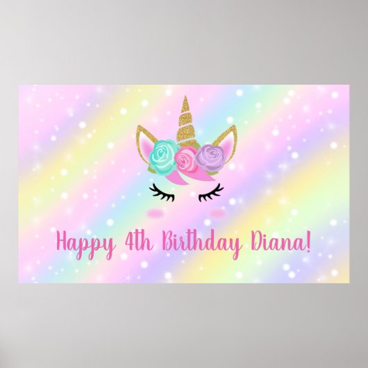 Poster Fille 4 ans licorne mignonne (Devant)