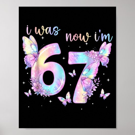 Poster Fille 6 7 ans papillon 7ème anniversaire (Devant)