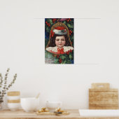 Poster Fille à Santa Hat dans Bell (Cuisine)