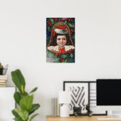 Poster Fille à Santa Hat dans Bell (Bureau à domicile)