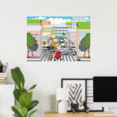 Poster Fille À Un Traversée Piétonne (Bureau à domicile)