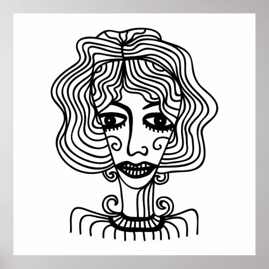 Poster Fille abstraite décorative. illustrationadol vinta (Devant)