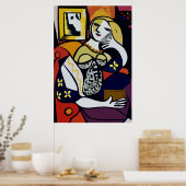 Poster Fille Abstraite sur téléphone portable (Cuisine)