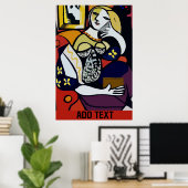 Poster Fille Abstraite sur téléphone portable (Bureau à domicile)