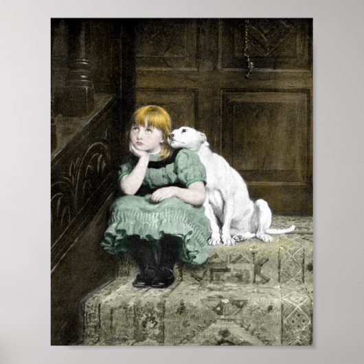 Poster Fille adorée par un chien (Devant)
