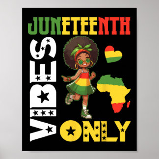 Poster Fille Afro-Américaine Dansant Juneteenth Vibes Onl