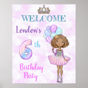 Poster Fille afro-américaine pour son 6ème anniversaire p